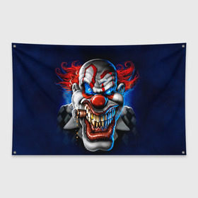 Флаг-баннер с принтом Клоун в Екатеринбурге, 100% полиэстер | размер 67 х 109 см, плотность ткани — 95 г/м2; по краям флага есть четыре люверса для крепления | halloween | злодей | злой | клоун | монстр | хэлоуин