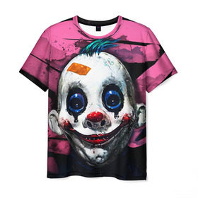 Мужская футболка 3D с принтом Клоун в Екатеринбурге, 100% полиэфир | прямой крой, круглый вырез горловины, длина до линии бедер | Тематика изображения на принте: halloween | злодей | злой | клоун | монстр | хэлоуин