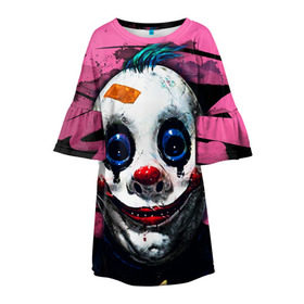 Детское платье 3D с принтом Клоун в Екатеринбурге, 100% полиэстер | прямой силуэт, чуть расширенный к низу. Круглая горловина, на рукавах — воланы | halloween | злодей | злой | клоун | монстр | хэлоуин