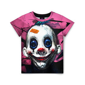 Детская футболка 3D с принтом Клоун в Екатеринбурге, 100% гипоаллергенный полиэфир | прямой крой, круглый вырез горловины, длина до линии бедер, чуть спущенное плечо, ткань немного тянется | halloween | злодей | злой | клоун | монстр | хэлоуин