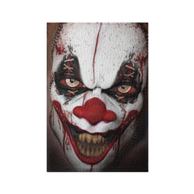Обложка для паспорта матовая кожа с принтом Зомби клоун в Екатеринбурге, натуральная матовая кожа | размер 19,3 х 13,7 см; прозрачные пластиковые крепления | halloween | злодей | злой | клоун | монстр | хэлоуин