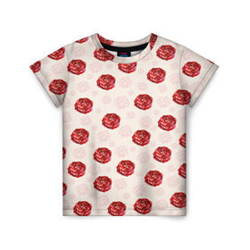 Детская футболка 3D с принтом Розы в Екатеринбурге, 100% гипоаллергенный полиэфир | прямой крой, круглый вырез горловины, длина до линии бедер, чуть спущенное плечо, ткань немного тянется | паттерн | цветочный