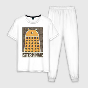 Мужская пижама хлопок с принтом Exterminate в Екатеринбурге, 100% хлопок | брюки и футболка прямого кроя, без карманов, на брюках мягкая резинка на поясе и по низу штанин
 | Тематика изображения на принте: 