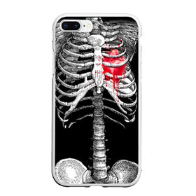 Чехол для iPhone 7Plus/8 Plus матовый с принтом Скелет с сердцем в Екатеринбурге, Силикон | Область печати: задняя сторона чехла, без боковых панелей | halloween | skeleton | кровь | скелет | хэллоуин