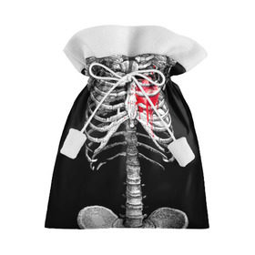 Подарочный 3D мешок с принтом Скелет с сердцем в Екатеринбурге, 100% полиэстер | Размер: 29*39 см | halloween | skeleton | кровь | скелет | хэллоуин