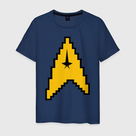 Мужская футболка хлопок с принтом Star Trek 8 bit в Екатеринбурге, 100% хлопок | прямой крой, круглый вырез горловины, длина до линии бедер, слегка спущенное плечо. | Тематика изображения на принте: star trek 8 bit звездный путь пиксели