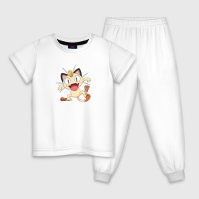 Детская пижама хлопок с принтом Pokemon в Екатеринбурге, 100% хлопок |  брюки и футболка прямого кроя, без карманов, на брюках мягкая резинка на поясе и по низу штанин
 | kat | pokemon | анимэ | кот | мяут | покемон