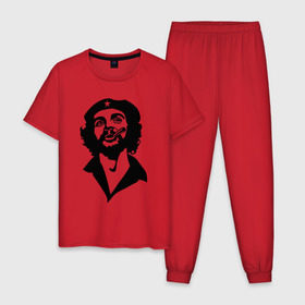 Мужская пижама хлопок с принтом Че Гевара в Екатеринбурге, 100% хлопок | брюки и футболка прямого кроя, без карманов, на брюках мягкая резинка на поясе и по низу штанин
 | che | cuba | гевара | куба | латиноамериканский революционер | че | чегевара