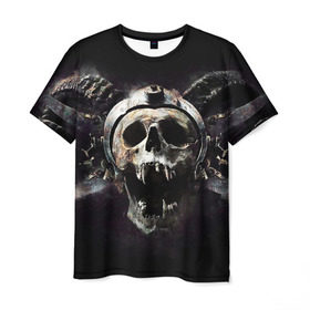 Мужская футболка 3D с принтом Череп с рогами в Екатеринбурге, 100% полиэфир | прямой крой, круглый вырез горловины, длина до линии бедер | skull | skulls | череп | черепа