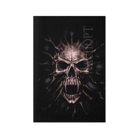 Обложка для паспорта матовая кожа с принтом Scary skull в Екатеринбурге, натуральная матовая кожа | размер 19,3 х 13,7 см; прозрачные пластиковые крепления | Тематика изображения на принте: skull | skulls | череп | черепа
