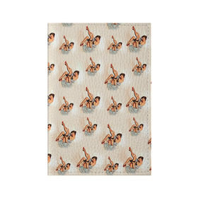 Обложка для паспорта матовая кожа с принтом Ножки в Екатеринбурге, натуральная матовая кожа | размер 19,3 х 13,7 см; прозрачные пластиковые крепления | Тематика изображения на принте: голые | девушки | прикол
