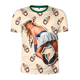 Мужская футболка 3D спортивная с принтом Девушка в Екатеринбурге, 100% полиэстер с улучшенными характеристиками | приталенный силуэт, круглая горловина, широкие плечи, сужается к линии бедра | голые | девушки | прикол