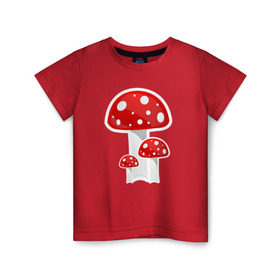 Детская футболка хлопок с принтом Грибы в Екатеринбурге, 100% хлопок | круглый вырез горловины, полуприлегающий силуэт, длина до линии бедер | mushrooms | грибы