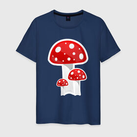 Мужская футболка хлопок с принтом Грибы в Екатеринбурге, 100% хлопок | прямой крой, круглый вырез горловины, длина до линии бедер, слегка спущенное плечо. | mushrooms | грибы