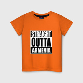 Детская футболка хлопок с принтом Прямиком из Армении в Екатеринбурге, 100% хлопок | круглый вырез горловины, полуприлегающий силуэт, длина до линии бедер | a | armenia | out | outta | straight | армения | армянин
