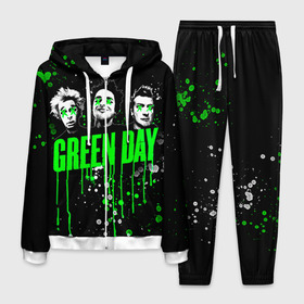 Мужской костюм 3D с принтом Green Day в Екатеринбурге, 100% полиэстер | Манжеты и пояс оформлены тканевой резинкой, двухслойный капюшон со шнурком для регулировки, карманы спереди | green day | rock | грин дей | рок