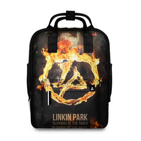 Женский рюкзак 3D с принтом Linkin Park в Екатеринбурге, 100% полиэстер | лямки с регулируемой длиной, сверху ручки, чтобы рюкзак нести как сумку. Основное отделение закрывается на молнию, как и внешний карман. Внутри два дополнительных кармана, один из которых закрывается на молнию. По бокам два дополнительных кармашка, куда поместится маленькая бутылочка
 | linkin park | rock | линкин парк | рок