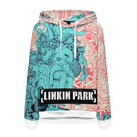 Женская толстовка 3D с принтом Linkin Park в Екатеринбурге, 100% полиэстер  | двухслойный капюшон со шнурком для регулировки, мягкие манжеты на рукавах и по низу толстовки, спереди карман-кенгуру с мягким внутренним слоем. | linkin park | rock | линкин парк | рок