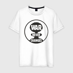 Мужская футболка хлопок с принтом War Never Changes в Екатеринбурге, 100% хлопок | прямой крой, круглый вырез горловины, длина до линии бедер, слегка спущенное плечо. | Тематика изображения на принте: 
