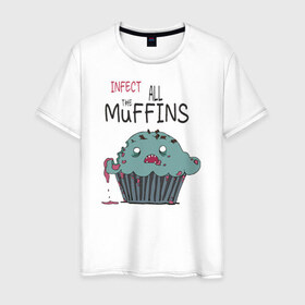 Мужская футболка хлопок с принтом the walking muffin в Екатеринбурге, 100% хлопок | прямой крой, круглый вырез горловины, длина до линии бедер, слегка спущенное плечо. | 