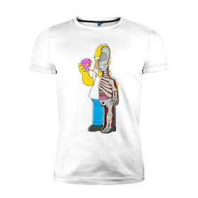 Мужская футболка премиум с принтом Homer Anatomy в Екатеринбурге, 92% хлопок, 8% лайкра | приталенный силуэт, круглый вырез ворота, длина до линии бедра, короткий рукав | 
