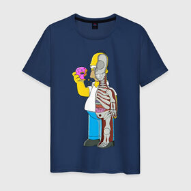 Мужская футболка хлопок с принтом Homer Anatomy в Екатеринбурге, 100% хлопок | прямой крой, круглый вырез горловины, длина до линии бедер, слегка спущенное плечо. | 