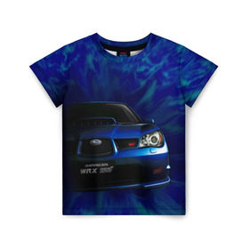 Детская футболка 3D с принтом Subaru в Екатеринбурге, 100% гипоаллергенный полиэфир | прямой крой, круглый вырез горловины, длина до линии бедер, чуть спущенное плечо, ткань немного тянется | Тематика изображения на принте: impreza | jdm | sti | subaru | wrx