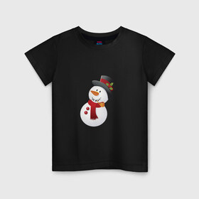 Детская футболка хлопок с принтом Снеговик в Екатеринбурге, 100% хлопок | круглый вырез горловины, полуприлегающий силуэт, длина до линии бедер | 
