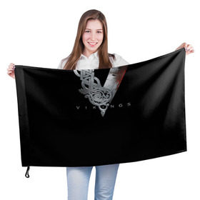 Флаг 3D с принтом Эмблема Викингов в Екатеринбурге, 100% полиэстер | плотность ткани — 95 г/м2, размер — 67 х 109 см. Принт наносится с одной стороны | vikings | вальхалла | викинги | лого | рагнар лодброк | сериалы | эмблема