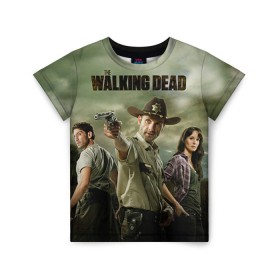 Детская футболка 3D с принтом The Walking Dead в Екатеринбурге, 100% гипоаллергенный полиэфир | прямой крой, круглый вырез горловины, длина до линии бедер, чуть спущенное плечо, ткань немного тянется | зомби