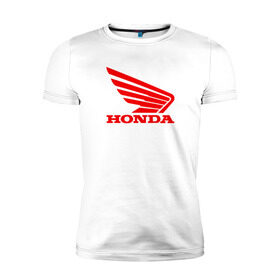 Мужская футболка премиум с принтом Honda Red в Екатеринбурге, 92% хлопок, 8% лайкра | приталенный силуэт, круглый вырез ворота, длина до линии бедра, короткий рукав | логотипа | хонда