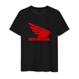Мужская футболка хлопок с принтом Honda Red в Екатеринбурге, 100% хлопок | прямой крой, круглый вырез горловины, длина до линии бедер, слегка спущенное плечо. | логотипа | хонда