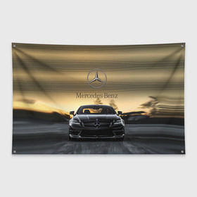 Флаг-баннер с принтом Mercedes в Екатеринбурге, 100% полиэстер | размер 67 х 109 см, плотность ткани — 95 г/м2; по краям флага есть четыре люверса для крепления | amg | benz | mercedes | бенс | бенц | мерседес