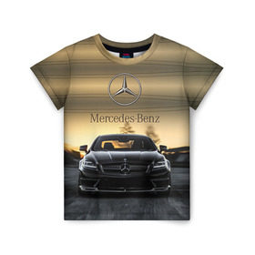 Детская футболка 3D с принтом Mercedes в Екатеринбурге, 100% гипоаллергенный полиэфир | прямой крой, круглый вырез горловины, длина до линии бедер, чуть спущенное плечо, ткань немного тянется | amg | benz | mercedes | бенс | бенц | мерседес