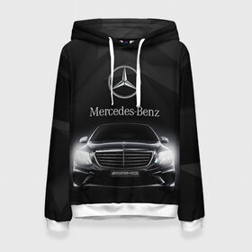 Женская толстовка 3D с принтом Mercedes в Екатеринбурге, 100% полиэстер  | двухслойный капюшон со шнурком для регулировки, мягкие манжеты на рукавах и по низу толстовки, спереди карман-кенгуру с мягким внутренним слоем. | amg | benz | mercedes | бенс | бенц | мерседес