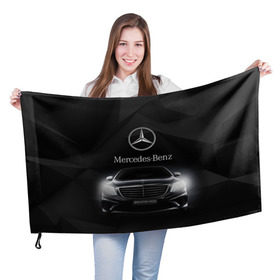 Флаг 3D с принтом Mercedes в Екатеринбурге, 100% полиэстер | плотность ткани — 95 г/м2, размер — 67 х 109 см. Принт наносится с одной стороны | amg | benz | mercedes | бенс | бенц | мерседес