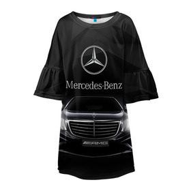 Детское платье 3D с принтом Mercedes в Екатеринбурге, 100% полиэстер | прямой силуэт, чуть расширенный к низу. Круглая горловина, на рукавах — воланы | Тематика изображения на принте: amg | benz | mercedes | бенс | бенц | мерседес