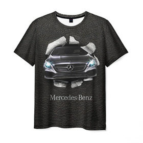 Мужская футболка 3D с принтом Mercedes в Екатеринбурге, 100% полиэфир | прямой крой, круглый вырез горловины, длина до линии бедер | amg | benz | mercedes | бенс | бенц | кожа | мерседес