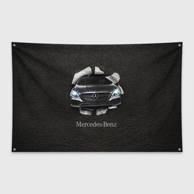 Флаг-баннер с принтом Mercedes в Екатеринбурге, 100% полиэстер | размер 67 х 109 см, плотность ткани — 95 г/м2; по краям флага есть четыре люверса для крепления | amg | benz | mercedes | бенс | бенц | кожа | мерседес