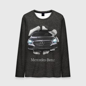 Мужской лонгслив 3D с принтом Mercedes в Екатеринбурге, 100% полиэстер | длинные рукава, круглый вырез горловины, полуприлегающий силуэт | amg | benz | mercedes | бенс | бенц | кожа | мерседес