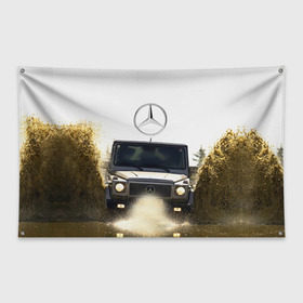 Флаг-баннер с принтом Mercedes в Екатеринбурге, 100% полиэстер | размер 67 х 109 см, плотность ткани — 95 г/м2; по краям флага есть четыре люверса для крепления | amg | benz | gelentvagen | mercedes | бенс | бенц | гелентваген | гелик | мерседес