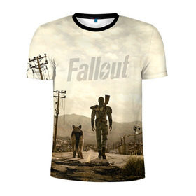 Мужская футболка 3D спортивная с принтом Fallout в Екатеринбурге, 100% полиэстер с улучшенными характеристиками | приталенный силуэт, круглая горловина, широкие плечи, сужается к линии бедра | fallout | бункер | постапокалиптические | фалаут | фаллаут | фолаут | фоллаут