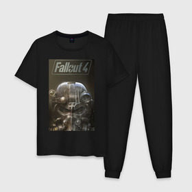 Мужская пижама хлопок с принтом Fallout4 в Екатеринбурге, 100% хлопок | брюки и футболка прямого кроя, без карманов, на брюках мягкая резинка на поясе и по низу штанин
 | 