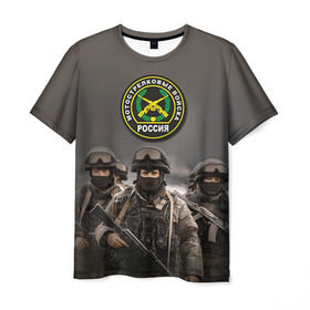 Мужская футболка 3D с принтом Мотострелковые войска в Екатеринбурге, 100% полиэфир | прямой крой, круглый вырез горловины, длина до линии бедер | Тематика изображения на принте: армия | войска | мотострелки | пехота | силовые войска