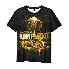 Мужская футболка 3D с принтом Limp Bizkit в Екатеринбурге, 100% полиэфир | прямой крой, круглый вырез горловины, длина до линии бедер | bizkit | cobra | gold | limp | limp bizkit | бизкит | голд | кобра | лимп | лимп бизкит | лимпбизкит | рок
