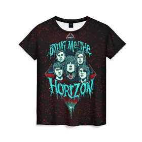 Женская футболка 3D с принтом Bring Me The Horizon в Екатеринбурге, 100% полиэфир ( синтетическое хлопкоподобное полотно) | прямой крой, круглый вырез горловины, длина до линии бедер | bmth | bring me the horizon | hardcore | rock | музыка | рок