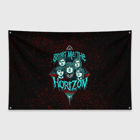 Флаг-баннер с принтом Bring Me The Horizon в Екатеринбурге, 100% полиэстер | размер 67 х 109 см, плотность ткани — 95 г/м2; по краям флага есть четыре люверса для крепления | bmth | bring me the horizon | hardcore | rock | музыка | рок