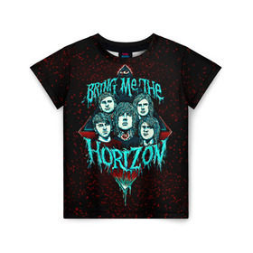 Детская футболка 3D с принтом Bring Me The Horizon в Екатеринбурге, 100% гипоаллергенный полиэфир | прямой крой, круглый вырез горловины, длина до линии бедер, чуть спущенное плечо, ткань немного тянется | bmth | bring me the horizon | hardcore | rock | музыка | рок