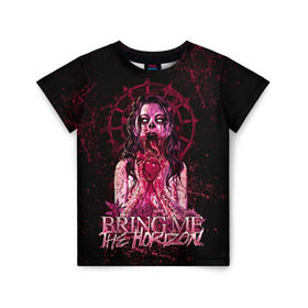 Детская футболка 3D с принтом Bring Me The Horizon в Екатеринбурге, 100% гипоаллергенный полиэфир | прямой крой, круглый вырез горловины, длина до линии бедер, чуть спущенное плечо, ткань немного тянется | bmth | bring me the horizon | hardcore | rock | музыка | рок