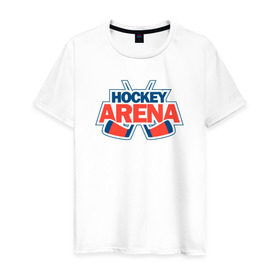 Мужская футболка хлопок с принтом Hockey Arena в Екатеринбурге, 100% хлопок | прямой крой, круглый вырез горловины, длина до линии бедер, слегка спущенное плечо. | arena | hockey | для фанатов игры hockey arenahockeyarena